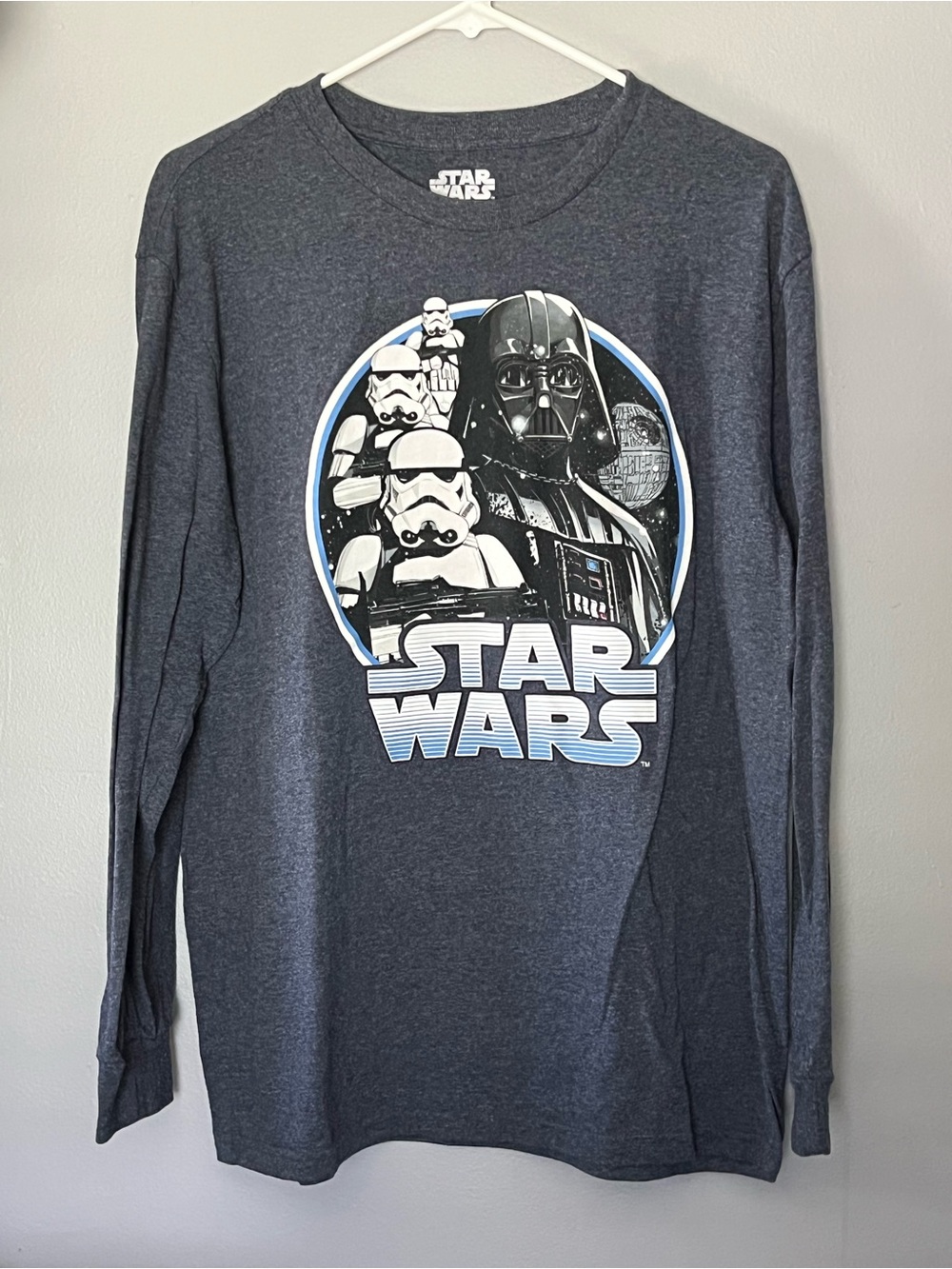 Star Wars Darth Vader & Stormtroopers Graphic Long Sleeve Tee - Dark Gray size L
